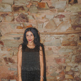 MIDNIGHT DRESS SLEEVELESS, BLACK COTTON SILK