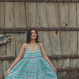 RAE SLIP, TURQUOISE // INDIGO STRIPE COTTON