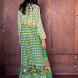 RASA GINGHAM DRESS, GREEN COTTON