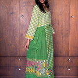 RASA GINGHAM DRESS, GREEN COTTON