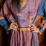 UMA DRESS, RED CHECKERED COTTON