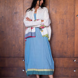MEERA SHIRT, WHITE BLOCKPRINT COTTON