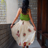 MARONE SKIRT, RED / WHITE BOTANIC