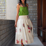 MARONE SKIRT, RED / WHITE BOTANIC