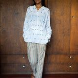 NINA SHIRT, WHITE COTTON JAMDANI