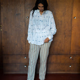 NINA SHIRT, WHITE COTTON JAMDANI