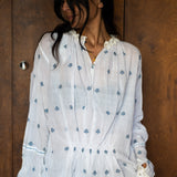 NINA SHIRT, WHITE COTTON JAMDANI