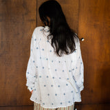 NINA SHIRT, WHITE COTTON JAMDANI