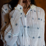 NINA SHIRT, WHITE COTTON JAMDANI