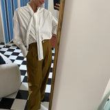 LAYA PANTS, OLIVE COTTON