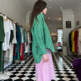 SAGE SHIRT, GREEN // WHITE STRIPE COTTON