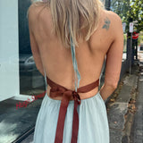 LUNI HALTER DRESS,MINT BLUE COTTON VOILE