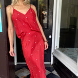 ZINNIA SLIP SKIRT, RUST/IVORY BANDHINI TIE&DYE SILK