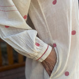 JASMINE DRESS, IVORY/RED POLKA COTTON