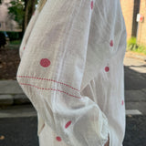 JASMINE DRESS, IVORY/RED POLKA COTTON