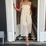 IRIS SLIP DRESS, IVORY/RED POLKA COTTON