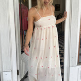 IRIS SLIP DRESS, IVORY/RED POLKA COTTON