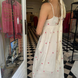 IRIS SLIP DRESS, IVORY/RED POLKA COTTON