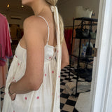 IRIS SLIP DRESS, IVORY/RED POLKA COTTON