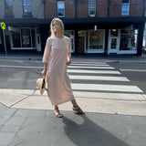 MANER SWING DRESS, PINK GINGHAM COTTON