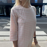 MANER SWING DRESS, PINK GINGHAM COTTON