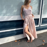 MANER MAXI SKIRT, PINK GINGHAM COTTON