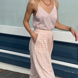 MANER MAXI SKIRT, PINK GINGHAM COTTON