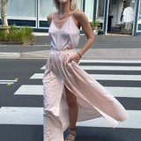 MANER MAXI SKIRT, PINK GINGHAM COTTON