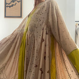 AUTUMN DRESS, BROWN / GOLD SILK TIE&DYE