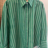 SAGE SHIRT, GREEN // WHITE STRIPE COTTON