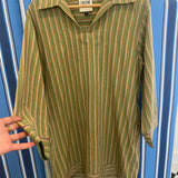 PALM MINI TUNIC, OLIVE STRIPE COTTON