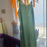 ORCHID SLIP, OLIVE GREEN COTTON VOILE
