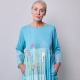 NEELA DRESS, SKY BLUE JAMDANI