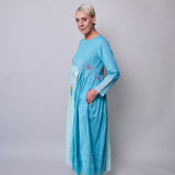 NEELA DRESS, SKY BLUE JAMDANI