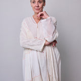 CHIKAN CAFTAN, IVORY EMBROIDERY