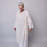 CHIKAN CAFTAN, IVORY EMBROIDERY