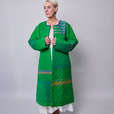 GARDEN COAT, GREEN WOOL SILK
