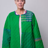 GARDEN COAT, GREEN WOOL SILK