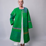 GARDEN COAT, GREEN WOOL SILK