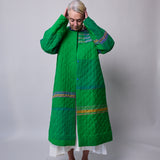 GARDEN COAT, GREEN WOOL SILK