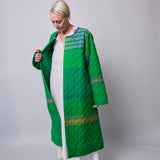 GARDEN COAT, GREEN WOOL SILK