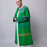 GARDEN COAT, GREEN WOOL SILK
