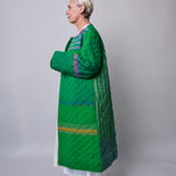 GARDEN COAT, GREEN WOOL SILK