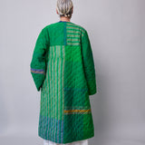 GARDEN COAT, GREEN WOOL SILK
