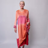 JEWEL CAFTAN, BURNT ORANGE SILK