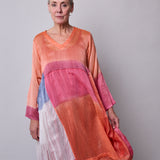 JEWEL CAFTAN, BURNT ORANGE SILK
