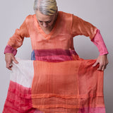 JEWEL CAFTAN, BURNT ORANGE SILK