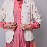 DUNE BLAZER, IVORY COTTON SILK