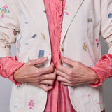 DUNE BLAZER, IVORY COTTON SILK