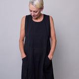 MOONLIGHT MIDI DRESS, BLACK COTTON
